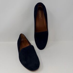 Vionic Suede Leather Loafers Willa II Black Size 8.5
